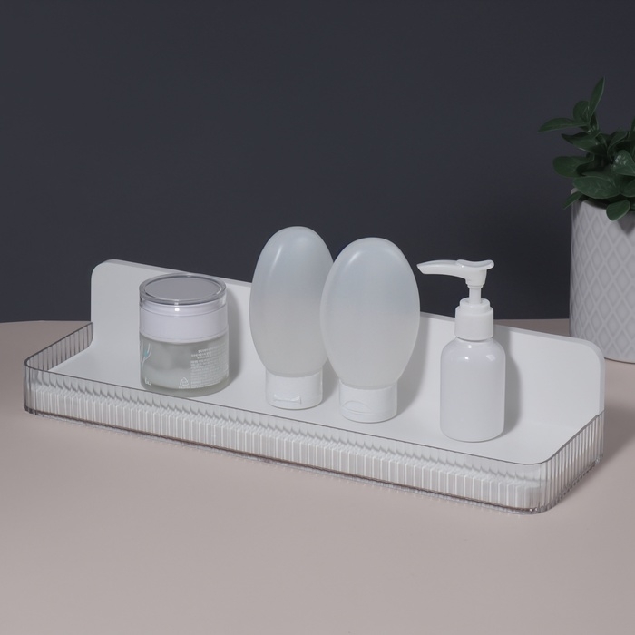 Органайзер для хранения, навесной, 1 секция, с клеевой основой, 35 × 10 × 7,5 см, цвет полупрозрачный/белый