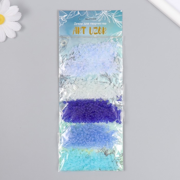 Бисер круглый 8/0  Бисер круглый 8/0 "Оттенки неба" 5 цветов х 10 гр 20х8х0,7 см