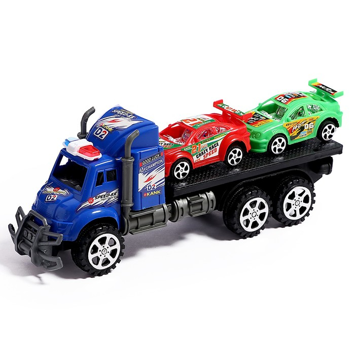 Грузовик инерционный «Автовоз» с двумя машинками, цвета МИКС Грузовик инерционный «Автовоз» с двумя машинками, цвета МИКС