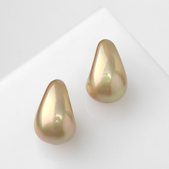 Серьги пластик «Капля» гладкие мини, цвет бежевый Серьги пластик «Капля» гладкие мини, цвет бежевый