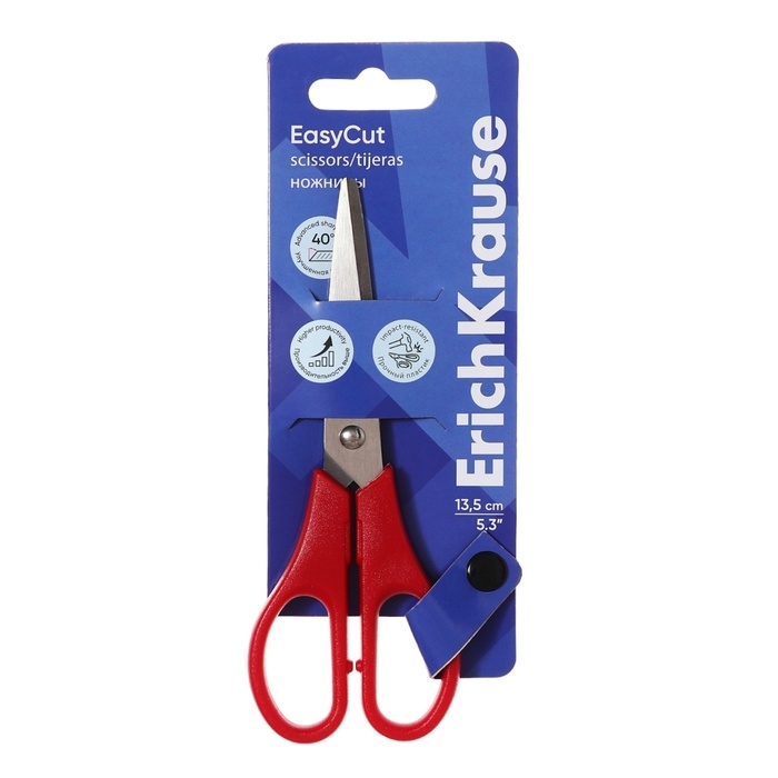Ножницы 13,5 см ErichKrause Ножницы 13,5 см ErichKrause "EasyCut", двойная заточка, микс, европодвес