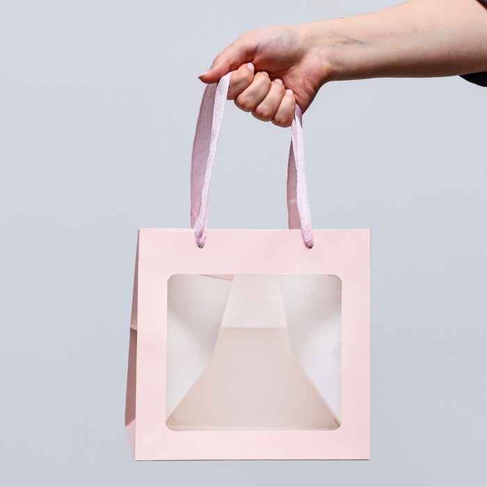 Пакет подарочный, крафт, с окном, «Розовый», 20 х 20 х 20 см Пакет подарочный, крафт, с окном, «Розовый», 20 х 20 х 20 см
