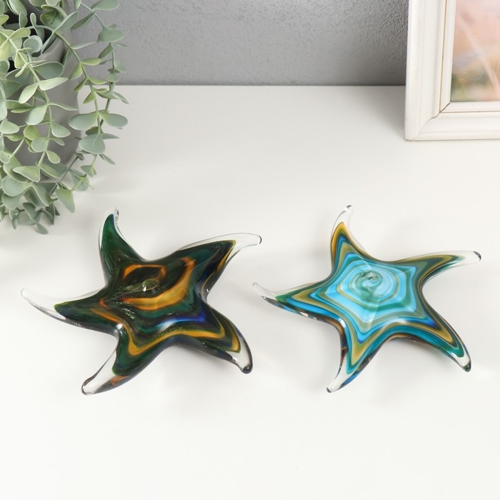 Сувенир стекло Сувенир стекло "Морская голубая звезда" под муранское стекло 15,5х15,5х4 см МИКС
