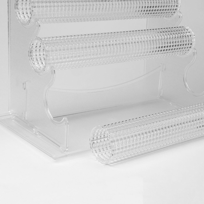 Подставка для часов, браслетов, , 3 ролика, 32×17×22 см, d=4,5 см, цвет прозрачный Подставка для часов, браслетов, , 3 ролика, 32×17×22 см, d=4,5 см, цвет прозрачный