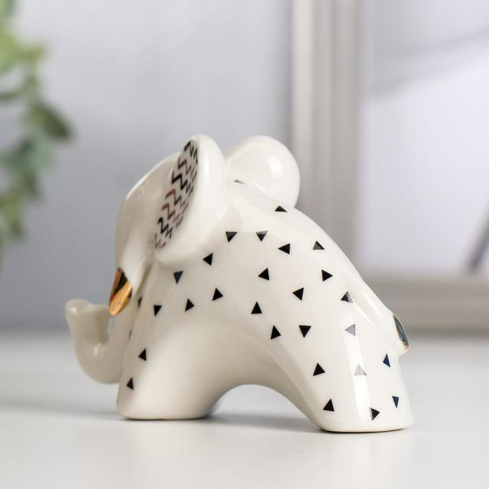 Сувенир керамика Сувенир керамика "Слонёнок с зигзагом на ушках" бело-чёрный с золотом 7х4,2х9,8 см