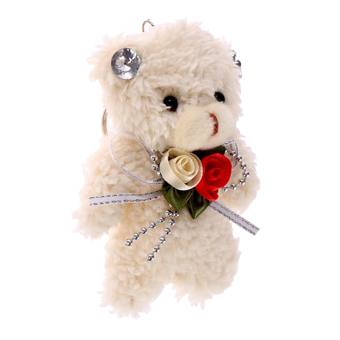 Мягкая игрушка «Мишутка с цветами» на брелоке, 11 см, цвет МИКС Мягкая игрушка «Мишутка с цветами» на брелоке, 11 см, цвет МИКС