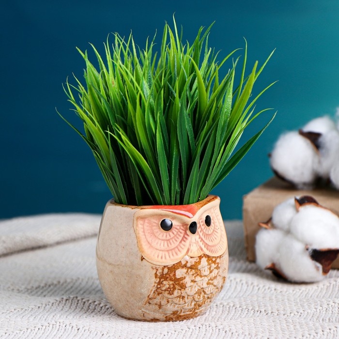 Горшок Горшок "Сова Ухта" 6,5х6,5х6см, коричневый