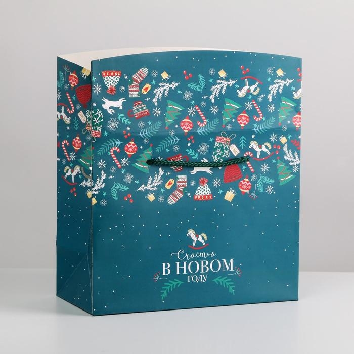 Пакет-коробка «Счастья в Новом году», 23 х 18 х 11 см, Новый год