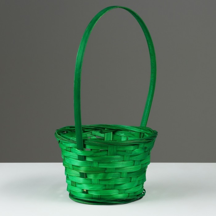 Корзина плетеная, D17 х 9 х 30 см, зеленая, бамбук Корзина плетеная, D17 х 9 х 30 см, зеленая, бамбук