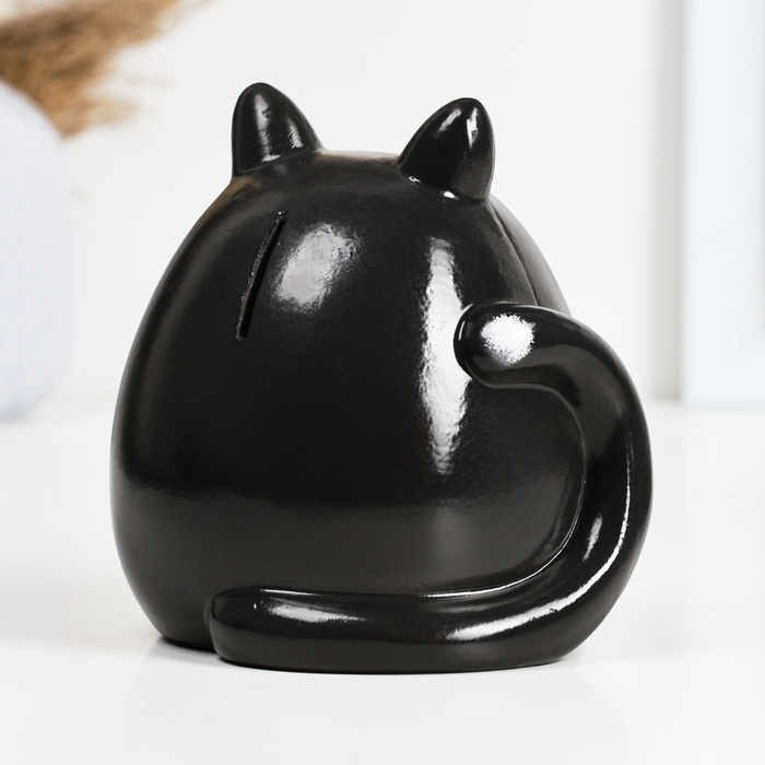 Копилка Копилка "Круглый кот с сердцем" черный, 14см