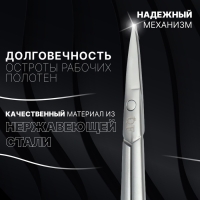 Ножницы маникюрные «Premium satin», узкие, прямые, матовые, 9,6 см, цвет серебристый