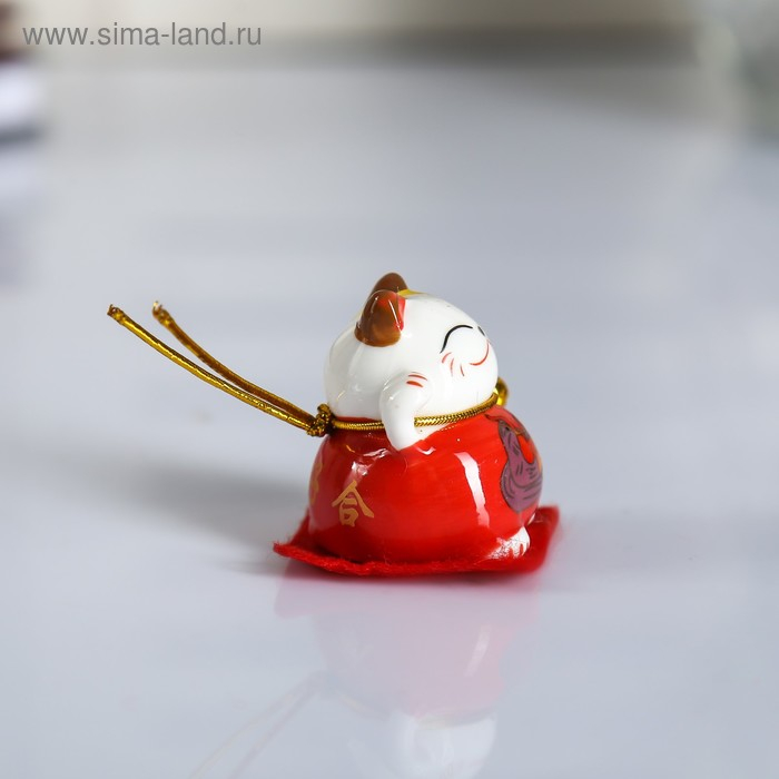 Сувенир керамика Сувенир керамика "Манэки-нэко с рисунком, на коврике" набор 5 шт 4х4х3,5 см