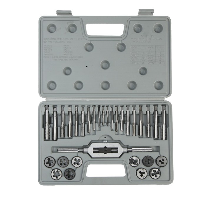 Набор метчиков и плашек ТУНДРА, М3 - М12, 31 предмет Набор метчиков и плашек ТУНДРА, М3 - М12, 31 предмет