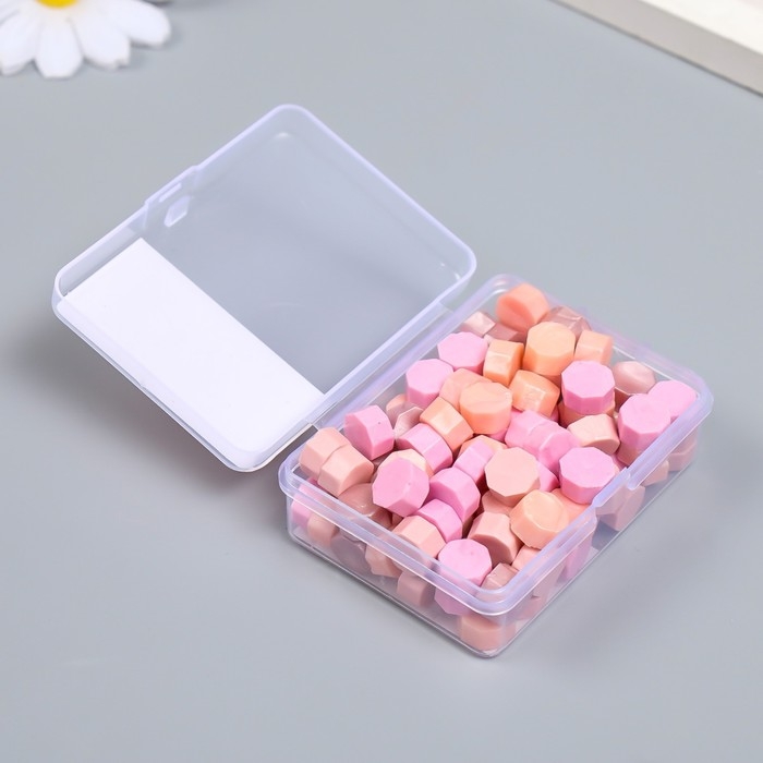 Сургуч в гранулах в коробочке Сургуч в гранулах в коробочке "Восьмигранник" палитра розового 35 гр 2,4х5,5х7 см