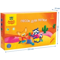 Песок для лепки «Енот в пустыне», 6 цветов, 720 г, в баночке, 4 форм.