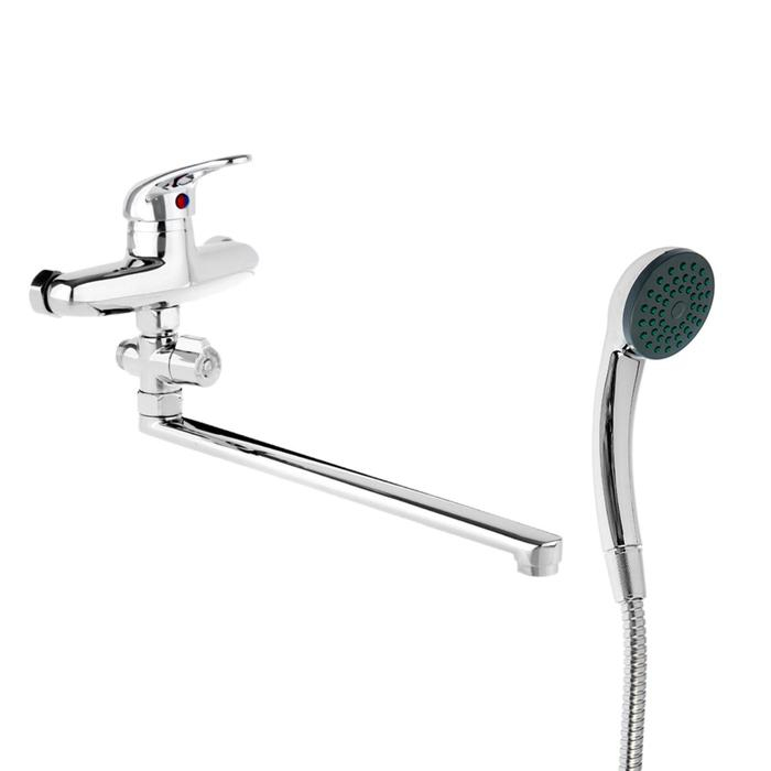 Cмеситель для ванны Accoona A7060, однорычажный, излив 300 мм, с душевым набором, хром Cмеситель для ванны Accoona A7060, однорычажный, излив 300 мм, с душевым набором, хром