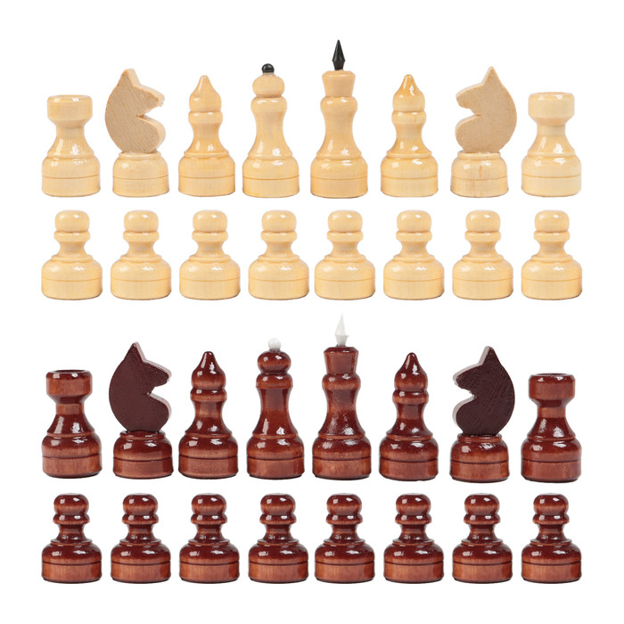 Шахматные фигуры обиходные, дерево, h-3.5-6.7 см, d-2.2-2.4 см Шахматные фигуры обиходные, дерево, h-3.5-6.7 см, d-2.2-2.4 см