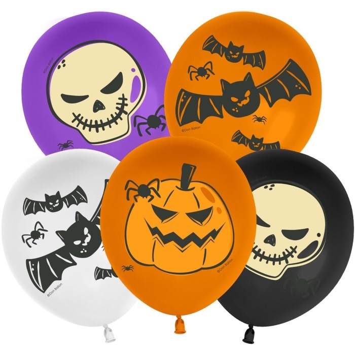 Шар латексный 12 Шар латексный 12" «Хэллоуин. Страшилки», пастель, 2-сторонний, набор 25 шт., МИКС
