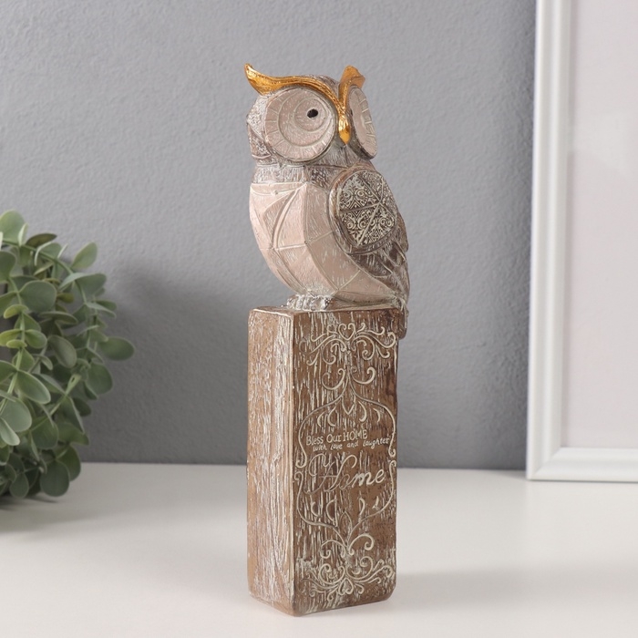 Сувенир полистоун Сувенир полистоун "Филин на пьедестале" беж 8х7х24 см