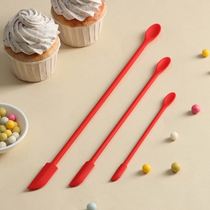 Набор лопаток «Петит», 30×3×0,5 см, 3 шт, цвет красный Набор лопаток «Петит», 30×3×0,5 см, 3 шт, цвет красный