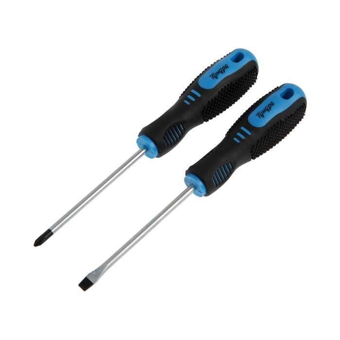 Набор отверток ТУНДРА, CrV, хром, магнит, 2К рукоятки, PH1 и SL5 х 100 мм, 2 шт. Набор отверток ТУНДРА, CrV, хром, магнит, 2К рукоятки, PH1 и SL5 х 100 мм, 2 шт.