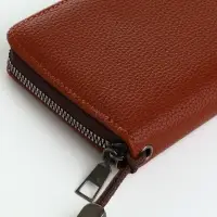 Портмоне мужское, с ручкой, на молнии, 4 отделения, коричневое