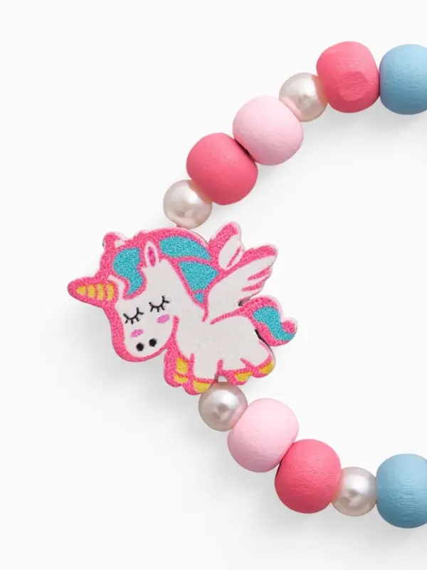 Набор детских украшений Выбражулька &laquo;Единорожки милые&raquo;, 2 предмета: бусы, браслет, розовый