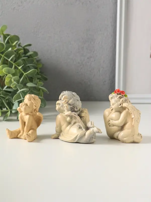Набор фигурок 3 шт. &laquo;Милые ангелочки&raquo;, гипс, 6 см, слоновая кость