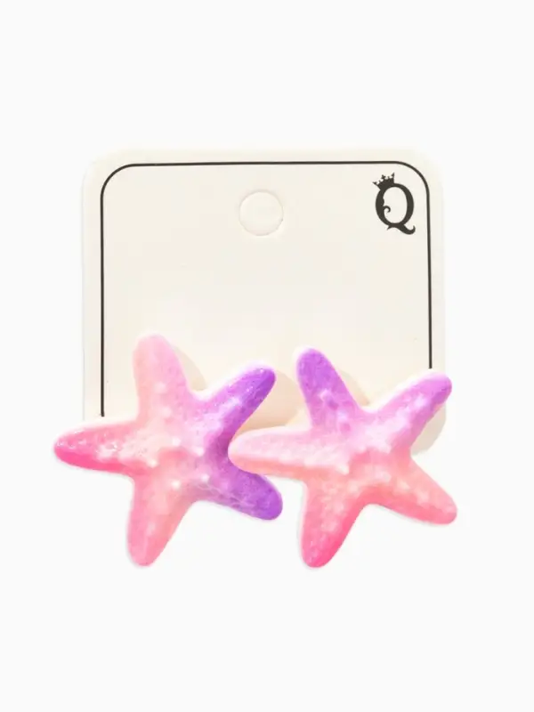 Серьги пластик "Морская звезда", цвет розово-фиолетовый