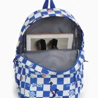Рюкзак школьный на молнии, с карманами, в клетку, 28&times;11.5&times;40 см, синий