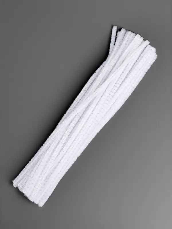 Синельная проволока, набор 50 шт., белая с люрексом, 30 см