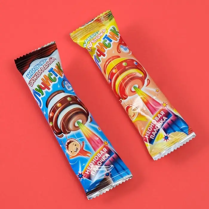 Карамель "Лучистик" на неоновой палочке, двойной вкус, 10 г