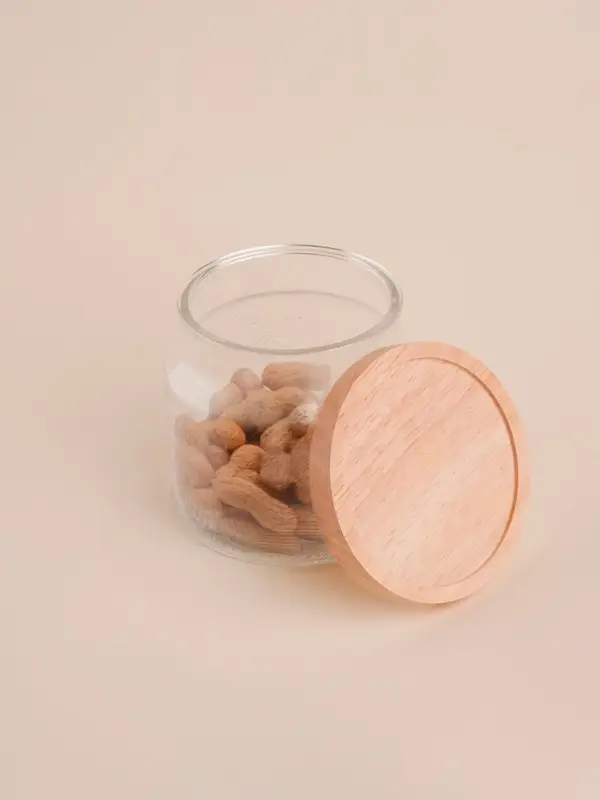 Банка для сыпучих продуктов SL Home &laquo;Ивелин&raquo;, 1 л, 12&times;12 см, с деревянной крышкой, стекло, прозрачная