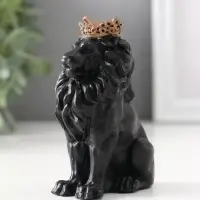 Фигура «Лев в короне», 9×4×6.5 см, чёрная