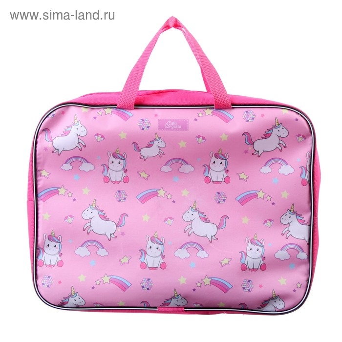 Папка с ручками текстильная, А4, 330 х 260 х 70 мм, Calligrata, «Единорожки»