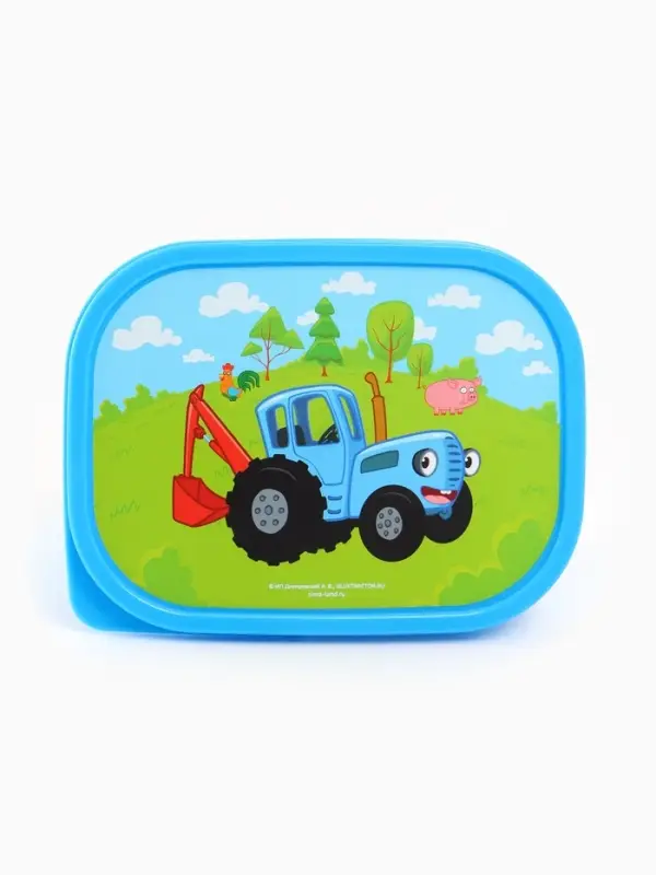Ланч-бокс прямоугольный, 500 мл, Синий трактор