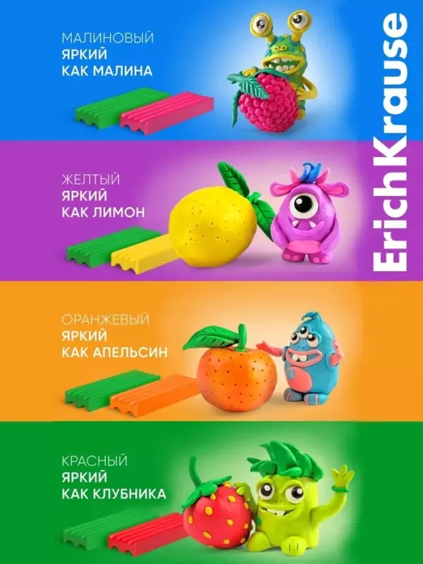 Тесто для лепки ErichKrause Baby, 8 цветов по 35 г, с алоэ вера