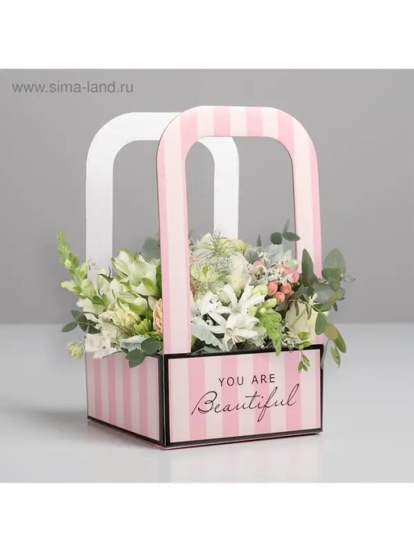 Коробка-переноска для цветов &laquo;Розовая&raquo;, 12 см &times; 12 см &times; 22 см