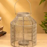 Подсвечник фонарь со стеклянной колбой 20х20х26 см, d 9 см, металл, цв. серый