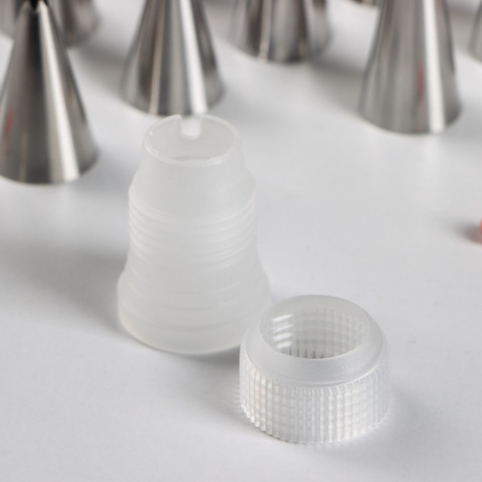 Набор насадок кондитерских Доляна, d=1,5 см, насадки 23 шт, адаптер 1 шт, МИКС Набор насадок кондитерских Доляна, d=1,5 см, насадки 23 шт, адаптер 1 шт, МИКС