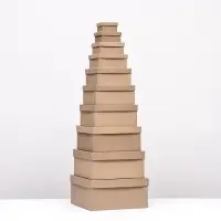 Набор коробок квадратных 10 в 1 крафт,24.5&times;24.5&times;11.5 - 6.5&times;6.5&times;4 см,
