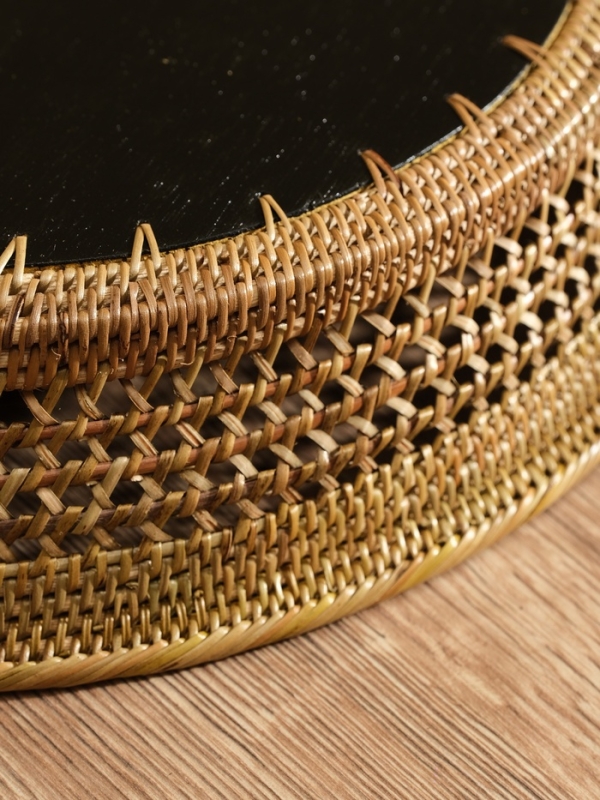 Корзина плетеная ротанг "Цветы 3", 34х34х6 см, МИКС