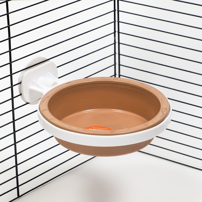 Миска съемная с креплением для клетки, 350 мл, коричневый Миска съемная с креплением для клетки, 350 мл, коричневый