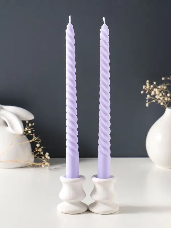 Набор свечей витых 25 см, 2 шт., 57 г, 5 ч, лаванда