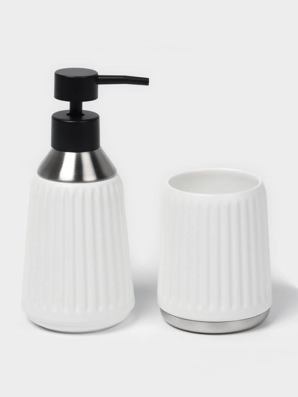 Набор для ванной Набор для ванной "Хром" 3 предмета (дозатор для мыла, стакан, мыльница)