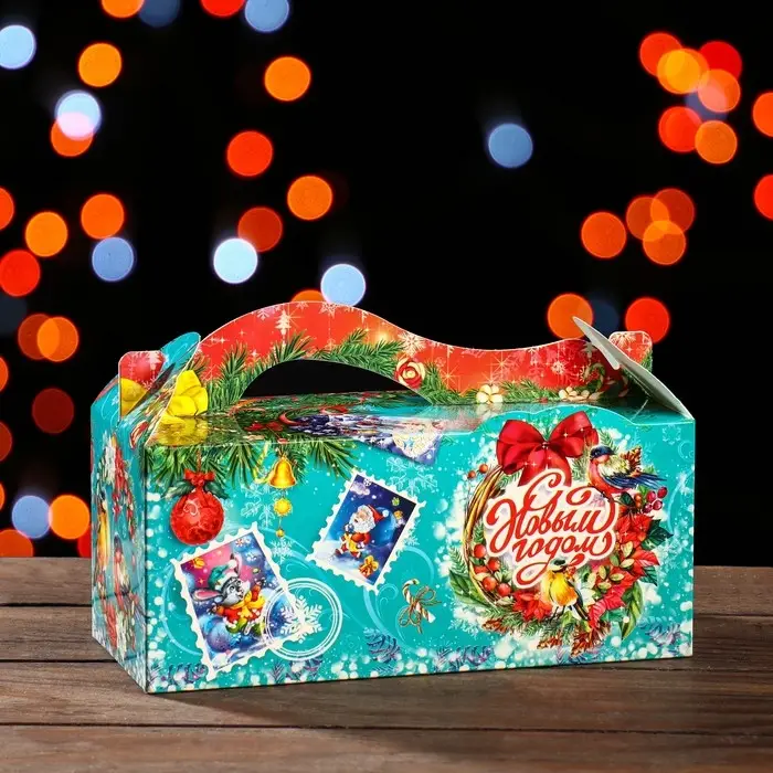 Подарочная коробка «Новогодние открытки» 23×10×10 см