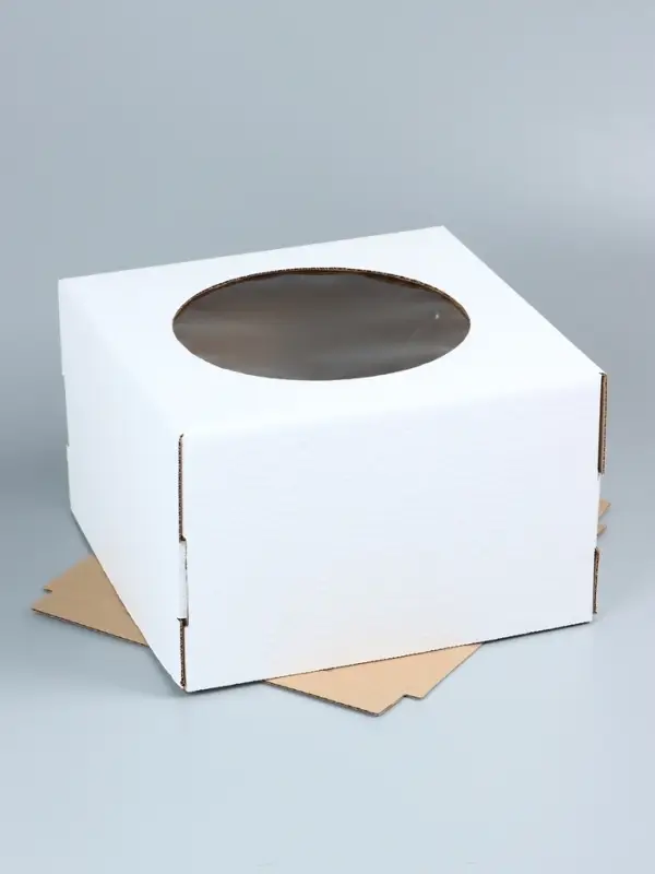 Коробка под торт, с окном, белая, 30&times;30&times;19 см