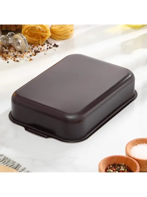 Противень &laquo;Хозяюшка&raquo;, 19&times;25 см, h=6 см, антипригарное покрытие, бордовый