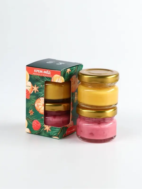 Набор крем-мёд с кусочками сублимированного апельсина, малины, 30 гр х 2 шт Набор крем-мёд с кусочками сублимированного апельсина, малины, 30 гр х 2 шт