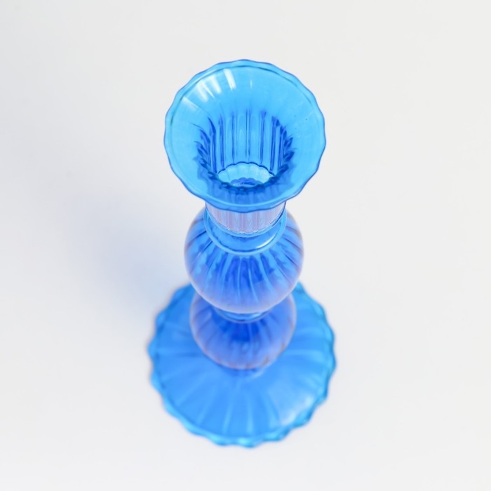 Подсвечник стекло на 1 свечу "Физалис" прозрачный синий 8х8х21 см